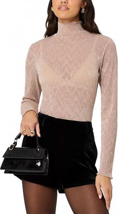 Astr Kyra Long Sleeve Turtleneck Top In Champagne