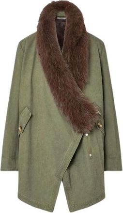 Liu Jo Parka met afneembare imitatiebontkraag - Dames - Bodywarmers - Groen - S - Katoen - Jassen