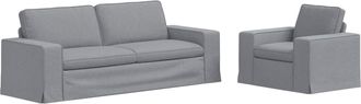 vidaXL Juego De Sof&aacute; 2 Uds. Gris Claro Tela Vidaxl