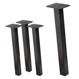 ML Design Set 4x patas de mesa 42 cm inclinadas de acero 4x4 cm industrial