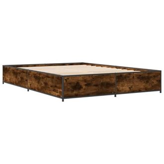 Berkfield Home Durable Bed Frame without Mattress Smoked Oak 135x190 cm Double in Brown