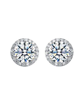 Genevive Silver Cz Halo Studs