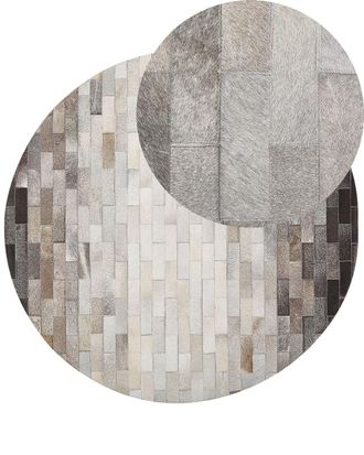 Beliani Alfombra de piel genuina marr&oacute;n 140x140cm