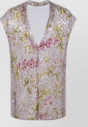 Alberta Ferretti printed sequin tank top