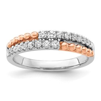 Diamond2Deal 14k Two-tone Lab Grown Diamond Wedding Band Ring 0.33Ct Clarity- VS Color- G-H