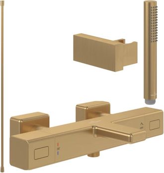 Villeroy & Boch Villeroy&boch - Pack Mezclador Termost&aacute;tico De Ba&ntilde;era Villeroy Et Boch Universal Grifer&iacute;a Cuadrado Oro Cepillado Con Set