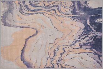 Beliani Beliani - Alfombra De Poli&eacute;ster Beige Azul 160 X 230 Cm Patr&oacute;n Abstracto Parte Inferior De Goma Moderno Gebze