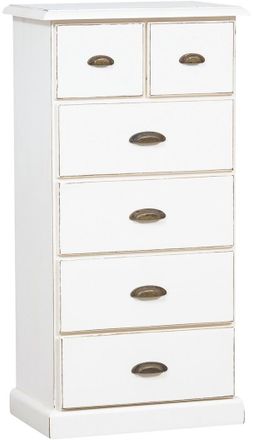 Biscottini International Cajonera De Estilo Country De Madera Maciza De Tilo Acabado Con Efecto Blanco Envejecido 63x41x120 Cm