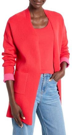 Nic+Zoe Sunset Breeze Patch Pocket Cardigan in Haute Red at Nordstrom Rack, Size X-Small
