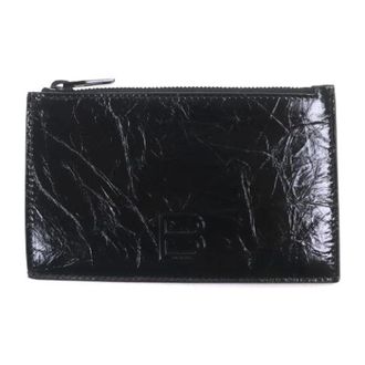Balenciaga Pre-owned Wallets, male, Black, Size: ONE SIZE Pre-owned Crush Leather Coin Case