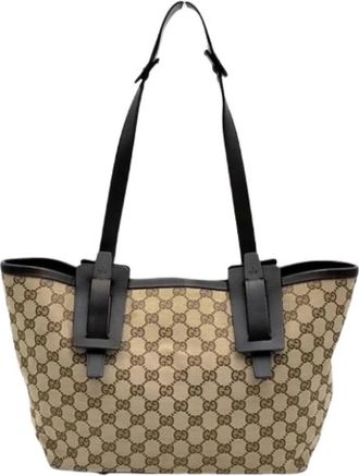 Gucci Pre-owned 106241 Tote Bag - Dames - Vintage Shopper - Bruin - ONE Size - Leer - Vintage