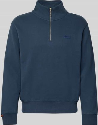 Superdry Regular Fit Sweatshirt mit Logo-Stitching in Dunkelblau, Gr&ouml;&szlig;e XXXL