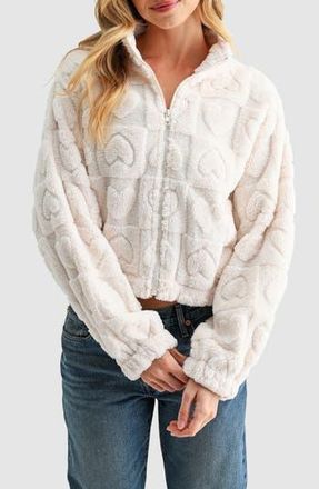 Lush Heart Shape Fleece Jacket in Cream at Nordstrom Rack, Size X-Small