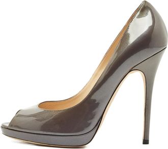 Jimmy Choo London Pumps in pelle verniciata a punta aperta - Grigio