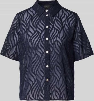 s.Oliver Black Label Regular Fit Bluse mit semitransparentem Strukturmuster in Marine, Größe 34