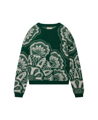 JUMPER 1234 Womens Doily Crew Jumper In Green And Fog