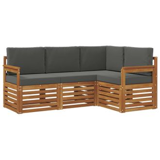 vidaXL Juegos De Sof&aacute;s Con Coj&iacute;n 4 Pcs Natural Y Antracita Vidaxl