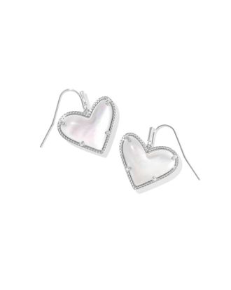 Kendra Scott Womens Ari Heart Statement Drop Earrings In Silver / Ivory Mother Of Pearl