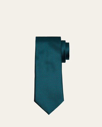 Ermenegildo Zegna Mens Geometric Jacquard Silk Tie