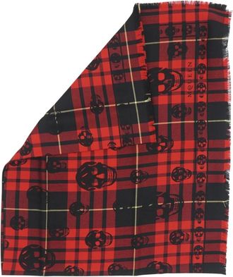 Alexander McQueen Alexander McQueen, Winter Scarves, male, Red, Size: ONE SIZE Tartan Skull Foulard Scarf