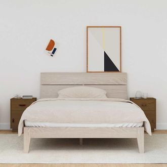 vidaXL Vidaxl - Mesitas De Noche 2 Uds Madera De Pino Marr&oacute;n Miel 40x34x55 Cm
