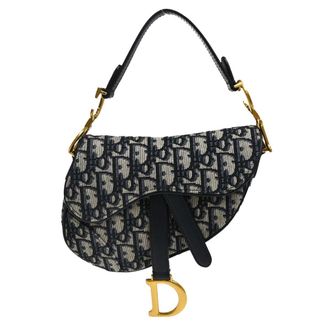 Dior Saddle Oblique Canvas Navy Canvas Handbag (Pre-Owned)