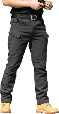 Generic Mens Work Trousers Stretch Fit: Cargo Trousers for Men UK Black Work Pants Stretch Slim Fit Heavy Duty Safety Combat Cargo Pants with Knee Pad Pockets