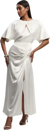 Karen Millen Satin Twist Midaxi Dress in Ivory at Nordstrom, Size 4
