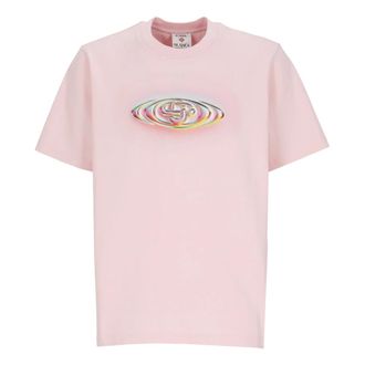 Casablanca T-Shirts, male, Pink, Size: XL Glass Logo Short Sleeve T-shirt