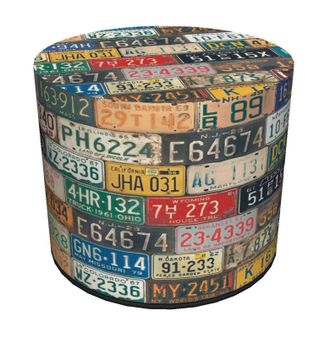 OEM Pouf Decorativo Bertoni, Stampa Freeway - Pouf Rotondo Per Soggiorno, Ingresso, Cilindro 40 Cm, Elegante, Cerniera, Lavabile
