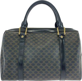 Celine Celine Brown Coated/Waterproof Canvas Macadam Boston Handbag (Authentic Pre- Loved)