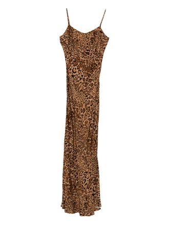 Twin-Set leopard-print slip dress - women - Viscose - 46 - Brown