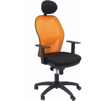 Piqueras y Crespo Piqueras Y Crespo - Jorquera Silla, Brazos Regulables Y Ajustable En Altura En Color Naranja Y Asiento Tapizados En Tejido Bali Color Negro
