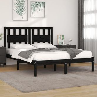 vidaXL Estructura De Cama De Madera Maciza De Pino Negra 140x190 Cm Vidaxl