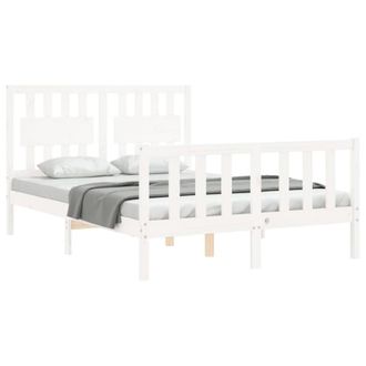 Berkfield Home Beautiful Bed Frame with Headboard White 140x200 cm Solid Wood