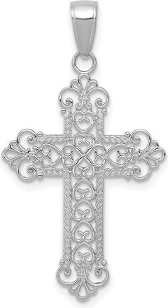Diamond2Deal 14K White Gold Fleur De Lis Cross Charm Pendant