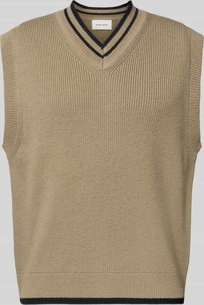 Wood Wood Wollpullunder mit V-Ausschnitt Modell COBEK in Hellbraun, Größe XXL