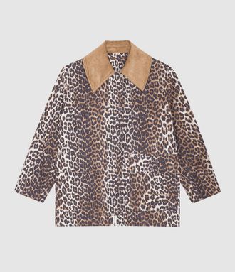 Ganni Veste Printed Canvas Midi Almond Milk