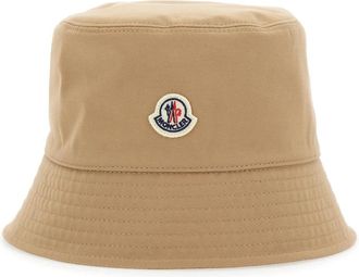 Moncler Cotton Blend Bucket Hat - Dames - Hoeden - Beige - S - Katoen - Accessoires