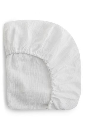 Mushie Extrasoft Cotton Muslin Crib Sheet in White at Nordstrom