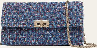 Valentino Garavani Quilted Rockstud Tweed Shoulder Bag