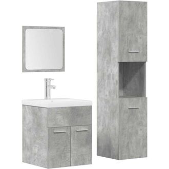 vidaXL Juego Muebles De Ba&ntilde;o 4 Pzas Madera Contrachapada Gris Hormig&oacute;n Vidaxl