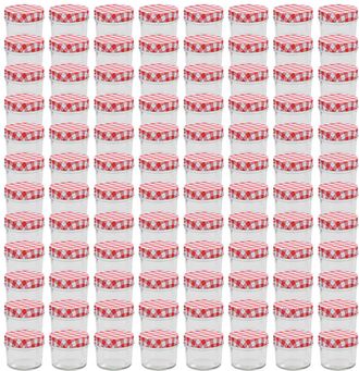 vidaXL Vidaxl - Tarros De Mermelada De Vidrio Tapa Blanca Y Roja 96 Uds 110 Ml