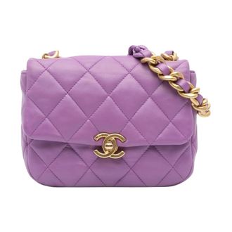 Chanel Pre-owned 19 Mini Quilted Lambskin Candy Chain Flap - Dames - Pre-owned - Paars - Maat: ONE Size Leer