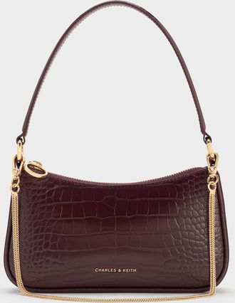 Charles & Keith Elspeth Croc-Effect Chain-Link Shoulder Bag
