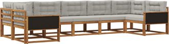vidaXL Conjunto De Sof&aacute;s De Exterior 7 Uds. Natural Y Gris Claro Vidaxl