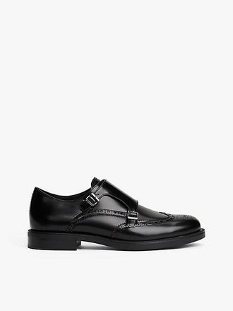 Tommy Hilfiger Leather Monk-Strap Brogue Shoes