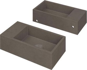 Bernacchini Versus Fontein - 36x18x9cm - wasbak rechts - 0 kraangaten - Quartz beton
