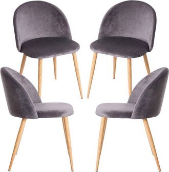 Regalos Miguel Regalos Miguel - Packs Sillas Comedor - Pack 4 Sillas Vint Terciopelo - Gris oscuro