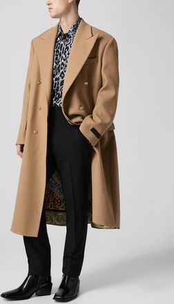 Versace Mens Golden buttons crossover wool overcoat